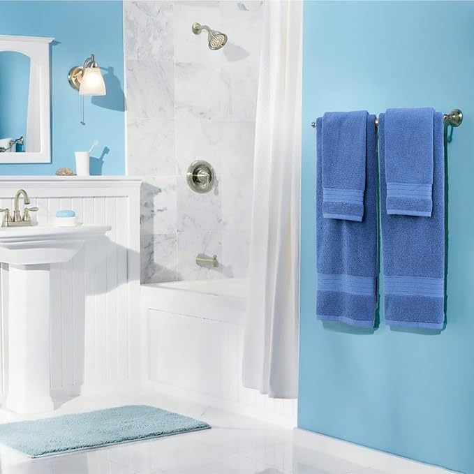 COZYART Denim Blue Bath Towel Set, Turkish Cotton Hotel Large Towel Bulk for Bathroom, Thick Bathroom Sets of 6 with 2 Bath Towels, 2 Hand Towels, 2 Washcloths, 650 GSM | OEKO-Tex 100 Certified Zero Twist Ring Spun, Soft Absorbent Quick Dry, Plush Fluf...