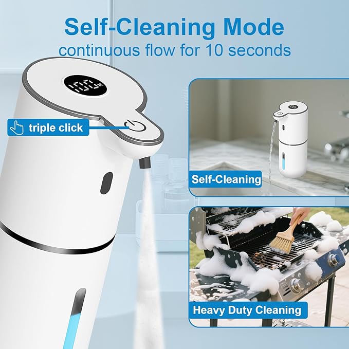 OHIFAST 2 Pack Automatic Foaming Soap Dispenser Touchless, USB Rechargeable Smart Hand Soap Dispenser, 6-Level Adjustable, 12.8oz/380mL Wall Mount for Bathroom Kitchen Dish Soap-White
