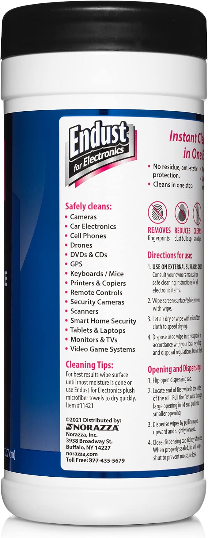 Endust For Electronics; Multi-Surface, Anti-Static, Electronics Cleaning Wipes; Alcohol & Ammonia Free; 6 Pack of 70 Wipes per Container; 420 Wipes (259000P6)