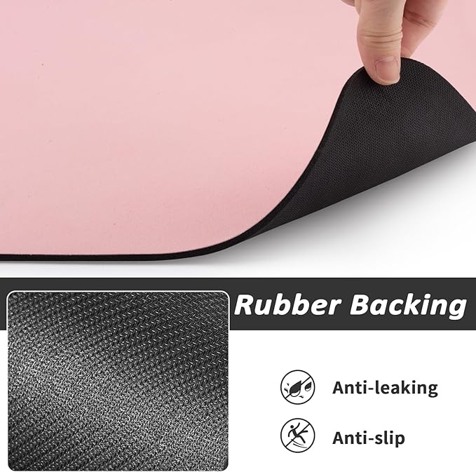 HotLive Dog Food Mat - Absorbent Cat Mat for Food and Water, No Stains Pet Feeding Bowl Mat, Easy to Clean Pet Placemats, Quick Dry Dog Water Dispenser Mat for Messy Drinkers | Paw Pink 24"x36"