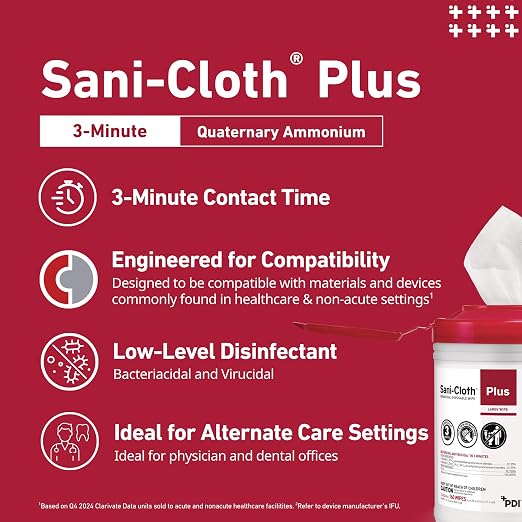 Sani-Cloth Plus Hard Surface Disinfectant Wipe, 160 Count, Q89072 - Case of 12 = 1920 Wipes