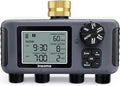 Insoma Water Timer with Brass Inlet, 4 Independent Zones Outdoor Hose Timer for Garden Faucet with Auto/Manual/Rain Delay Mode, IPX5 Waterproof, Sprinkler Irrigation Controller for Yard Lawn