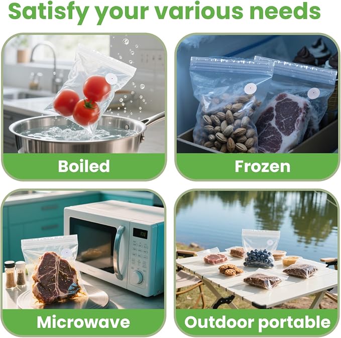 Reusable Vacuum Seal Bags, BPA-Free Food-Grade, Leakproof & Odor-Resistant, Freezer & Microwave Safe, Clear Storage Bags for Meat, Seafood, Snacks & Dry Goods, 30 Pack (10.24" x 13.39")