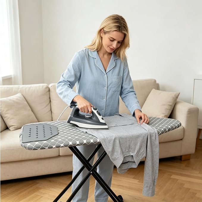 Ironing Board Full Size, Heat Resistant Cover Wide Iron Board, Ultra Thick Padding, Height Adjustable Heavy Sturdy Metal Frame Legs Ironing Stand,Non-Slip Foldable 43"x13" (Cassic)