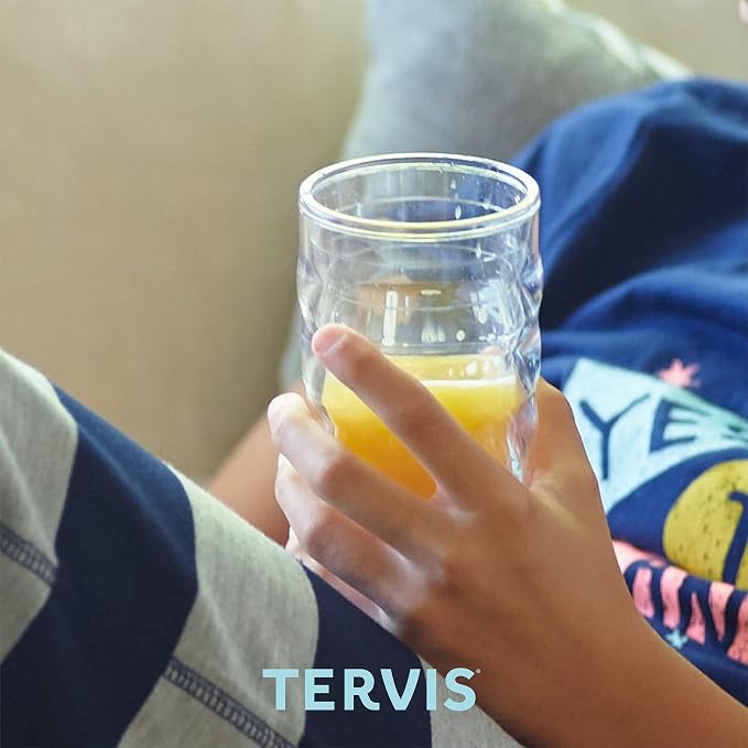 Tervis Clear & Colorful Tabletop Made in USA Double Walled Insulated Tumbler Travel Cup Keeps Drinks Cold & Hot, 10oz Wavy, Clear