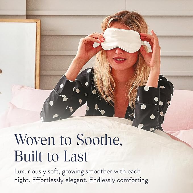 Brooklinen Silk Eye Mask for Sleeping – Ivory, 100% Mulberry Silk Sleep Mask with Soft Elastic Strap, Machine Washable, Breathable & Cool-to-the-Touch – Ideal for Sleeping & Traveling