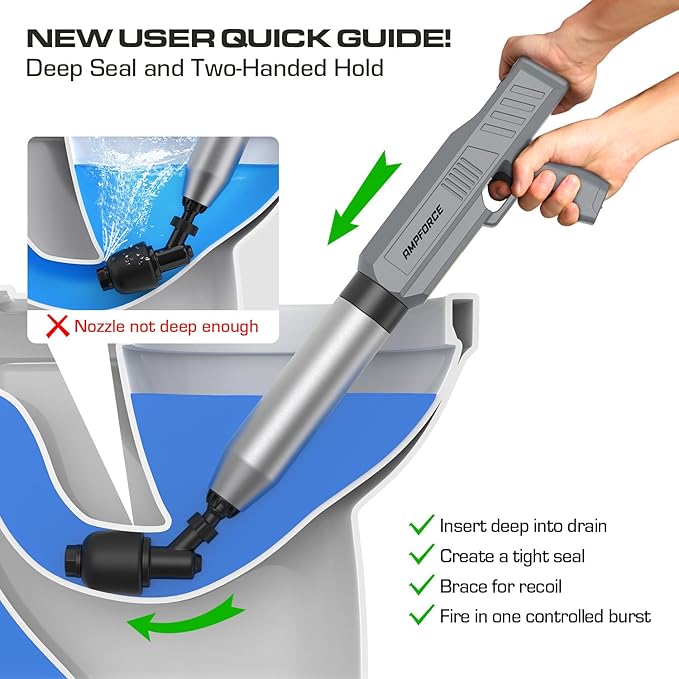 ‌Electric Toilet Plunger for Bathroom, High-Pressure Air Plunger, Heavy-Duty Clog Remover for Toilets, Toilet Drain Unclogger (Dark Gray)
