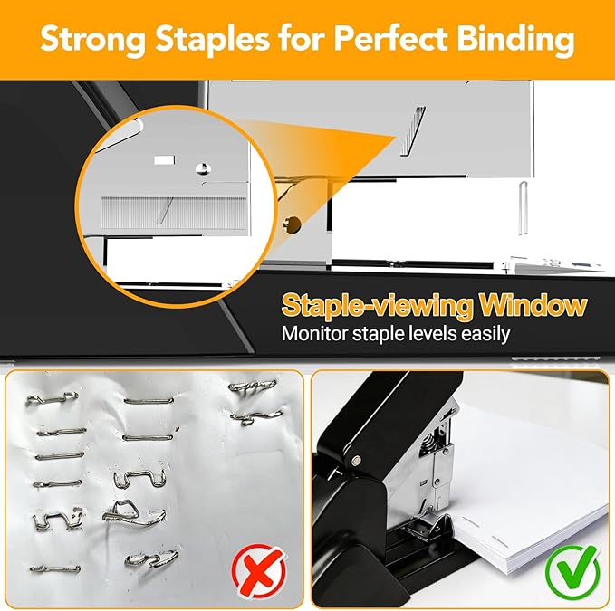 AFMAT Heavy Duty Stapler 220 Sheets, Large Staplers for Desk with 7000 Staples, 60% Reduced Effort, 50,000+ Uses, Jam Free, Adjustable Paper Depth, Metal Classroom Office Desktop Stapler, ES15