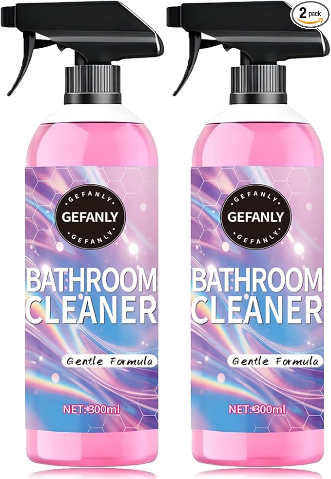 Quatrel Gefanly Bathroom Cleaner, Gefanly Powerful Pink Bathroom Cleaner Spray, All Purpose Bathrooms Descaler Foam Cleaners, Gentle Formula, for Tub Floor Tile,Showers,Bathtubs, Glass Surfaces