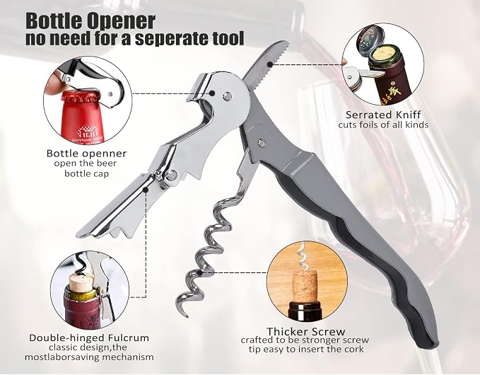 RECUTMS 12 Pack Wine Opener,Waiter Corkscrew Wine Key for Servers（Gray） | Heavy Duty Stainless Steel Fold Beer or Bottle Opener Serrated Foil Cutter,Perfect for Bars,Restaurants,Family,Company Party