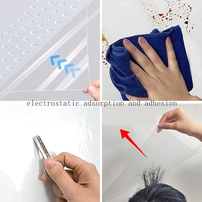 Electrostatic Wall Protective Film,Static Sticker,Waterproof Oil-Proof,Self-Adhesive Contact Paper,Peel and Stick Wallpaper,Splash Guard,for Smooth,Flat Walls (Matte,35×393in)