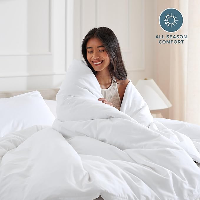 Bare Home Bedding Duvet Cover Extra Long - Premium 1800 Super Soft Collection - Lightweight, Cooling Duvet Cover - Soft Breathable Bedding (Twin/Twin XL, White)