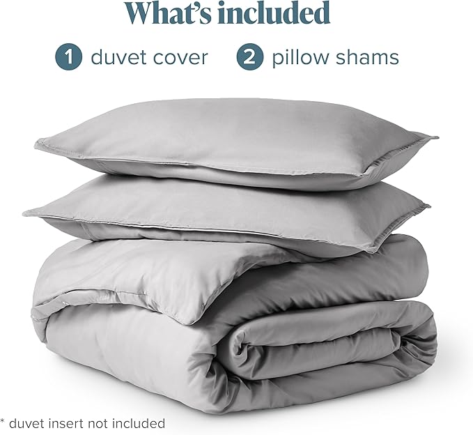 Bare Home Bedding Duvet Cover Oversized Queen Size - Premium 1800 Super Soft Collection - Lightweight, Cooling Duvet Cover - Soft Breathable (Oversized Queen, Light Grey)