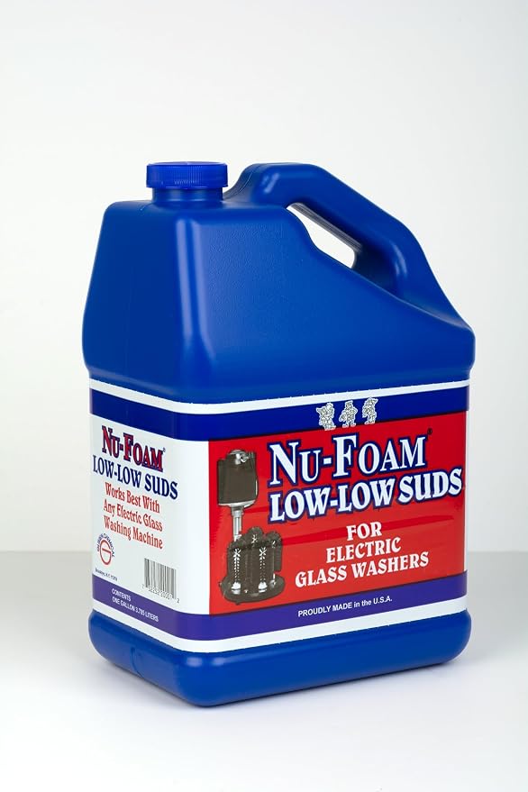 Nu-Foam Low Low Suds Liquid Detergent for Bar Glassware - Original Streak-Free Solution - Hand Washing Bar, Tavern, Brewery Supplies - Concentrated - 1 Gallon (Pack of 1)