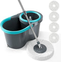 JOYMOOP Spin Mop and Bucket, 360° Mop Head & Telescopic Handle, Wet and Dry Use, 4 Reusable Microfiber Refills, Hands-Free Cleaning for Hardwood, Tile, Laminate Floors & Walls