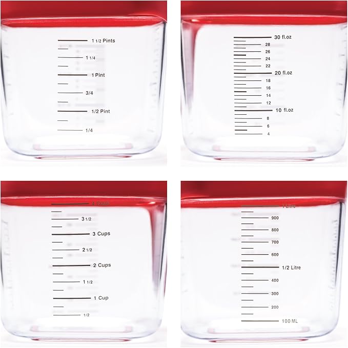 Zeal Stack and Store Measuring Jug Set with Cups and Spoons, Red