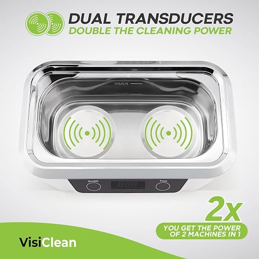 Ultrasonic Cleaner, Professional Ultrasonic Jewelry Cleaner for Diamond Ring, Silver, Gold, Earrings, Necklaces, Glasses, Denture, Retainer, Cpap, Coins, Mouthguard, Razors - VisiClean