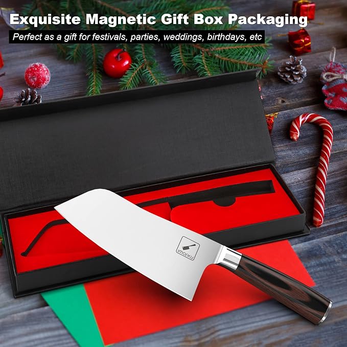 imarku 7" Meat Cleaver, Japanese SUS440A Steel, Ultra Sharp Butcher Knife | High Carbon Stainless Steel Kitchen Knife with Detachable Handle, Ideal for Home, Kitchen, Restaurant and Professional Use