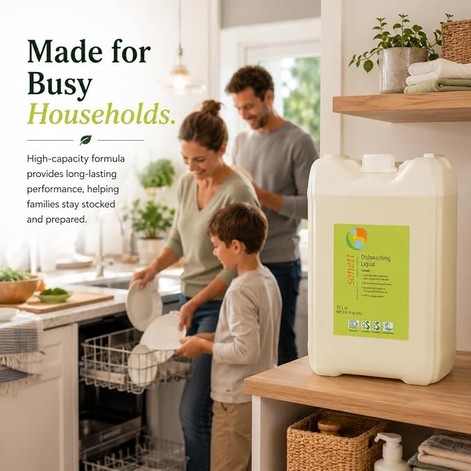 Sonett Organic Dishwashing Liquid Lemon 100% Biodegradable - 2.6 gal/ 10L (Pack of 1)
