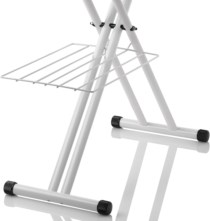 Reliable 2 in 1 XL Ironing Board, Heat Resistant Zone, Includes 2 Covers | Extra Large Surface Up to 55" x 19", Vera Foam Memory Foam Cover, Laundry Rack Included, Ergonomic Iron Rest, Made in Italy