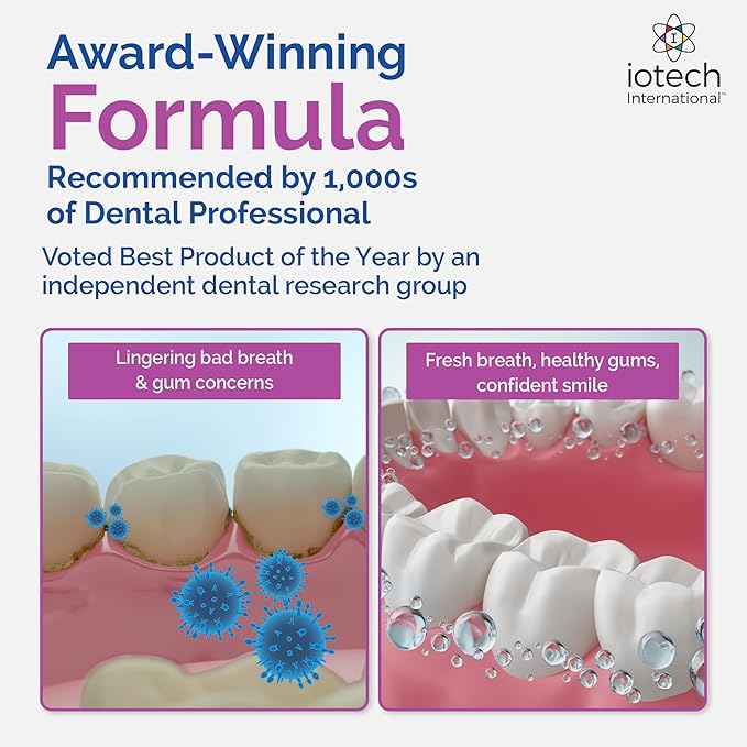 ioRinse Concentrated Irrigant with Active Molecular Iodine, Alcohol-Free Dental Irrigant, use with Water Flossers, and All Other Oral Irrigation Devices - Soft Mint - 33.8 oz