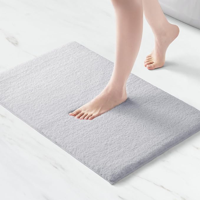 Madison Park Marshmallow Bathroom Rug Non Slip, Luxrurious Plush Bath Mat, Absorbent, Quick Dry, Spa Design Bath Room Décor, 20x30, Silver
