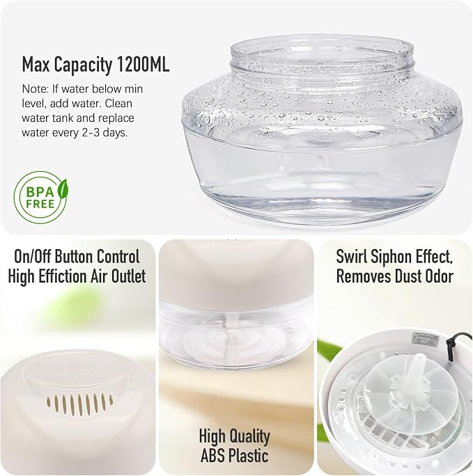 Purifier Air Washer, Air Fresher Aroma Diffuser for Home, Office, Air Purifier with Night Light (White)