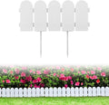 Garden Border Edging: Wooden Fence Design - 16pcs White Yard Landscaping Fence Liner Lawn Edge Barrier - 20ft Kit of Decorative Lawn Landscape Panels Elements-Landscaping Edging-GMT-10374-D16