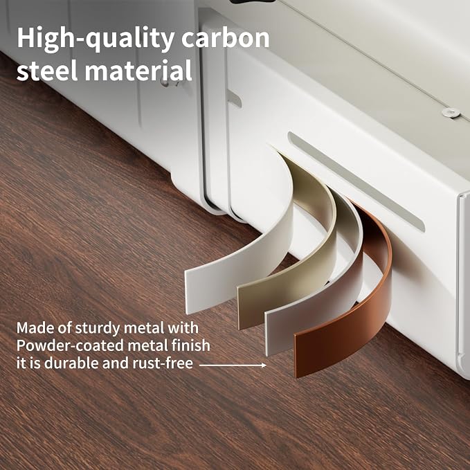 Under Desk Cable Management, Expandable 25.2"–38.6" Cable Management Under Desk No Drill, Heavy Duty Carbon Steel with Clamp, Hidden Cord Organizer for Desk, Home Office Standing Desk White