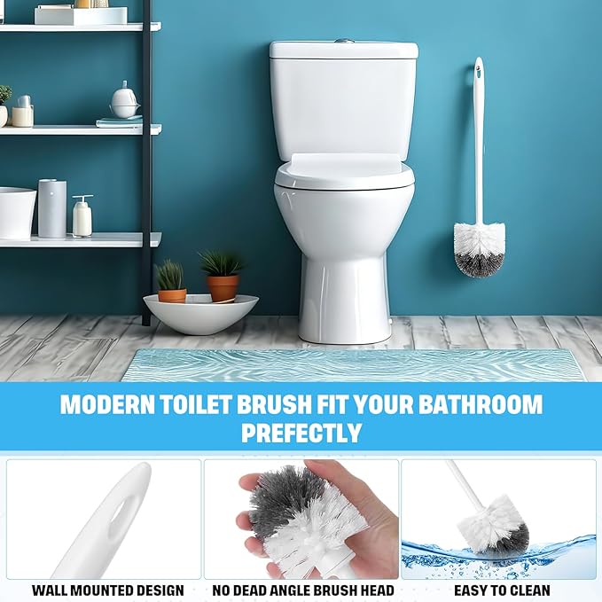 Reallnaive 24 Pack Toilet Brush Bulk, Commercial Heavy Duty Professional Toilet Bowl Cleaning Brush for Bathroom, Restroom Maintenance Cleaning Supplies (15 Inch,White)