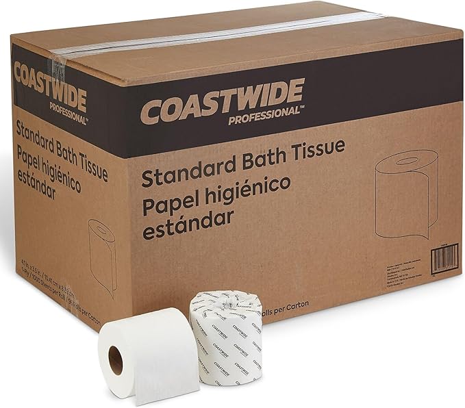 Staples Coastwide Toilet Paper - 1 - Ply, White, Unscented, 96 Rolls/Case, 1,000 Sheets/Roll, Septic Safe, Durable and absorbent