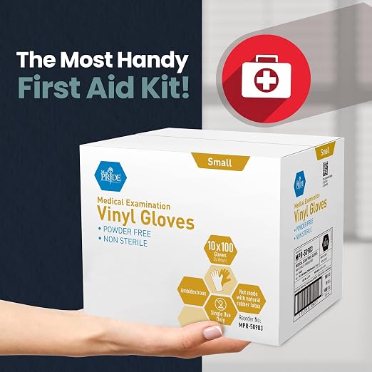 MED PRIDE Vinyl Medical Exam Gloves,Powder & Latex-Free, Small, 1000-Count