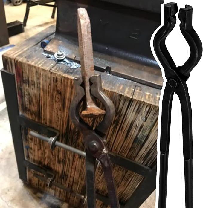 Blacksmith Tongs Set - Wolf Jaw & V-bit Tongs for Forging & Knife Making | Professional Blacksmith Tools for Bladesmiths, Beginner & Expert Blacksmithing