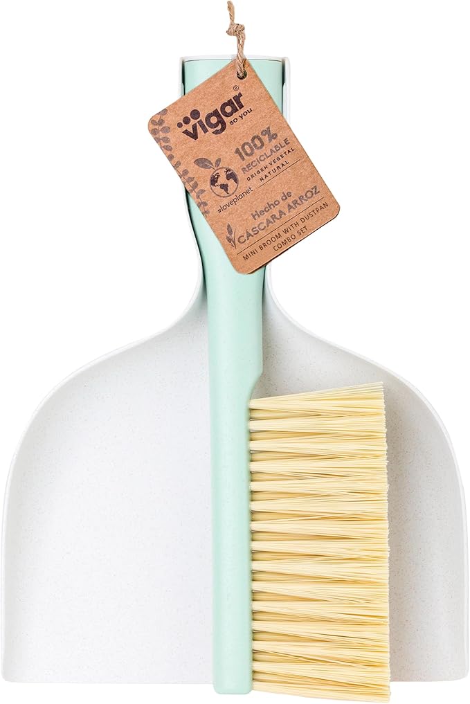 Vigar - Hand Sweeping Set - Includes Brush and Dustpan - ‎19 x 4 x 25.5 cm - ZeroLine - 100% Recyclable Materials - Coupling System - in Grey