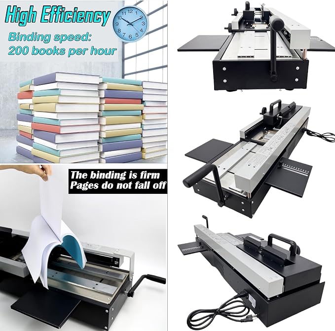 INTBUYING Hot Glue Book A4 Binder Machine Hot Melt Glue Binding Machine 200 Books Per Hour Max Binding Thickness 1.57in 110V 1200W