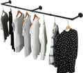 Oroonoko 72inch Industrial Pipe Clothes Rack Wall Mount For Hanging Rod Bar for Laundry Room, Closet Rod& Plant Hanger Up to Max Load 135Lb Black (72inch(1 Pack))