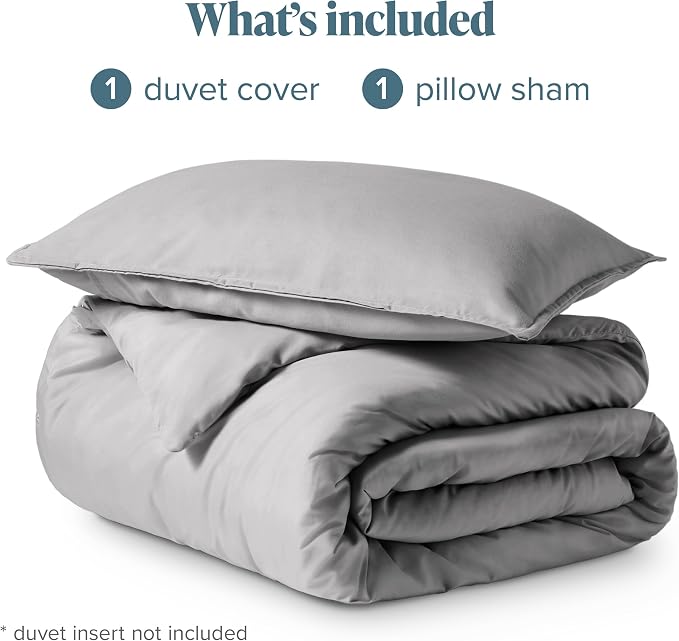 Bare Home Bedding Duvet Cover Twin/Twin Extra Long Size - Premium 1800 Super Soft - Lightweight, Cooling Duvet Cover - Soft Breathable Bedding (Twin/Twin XL, Light Grey)