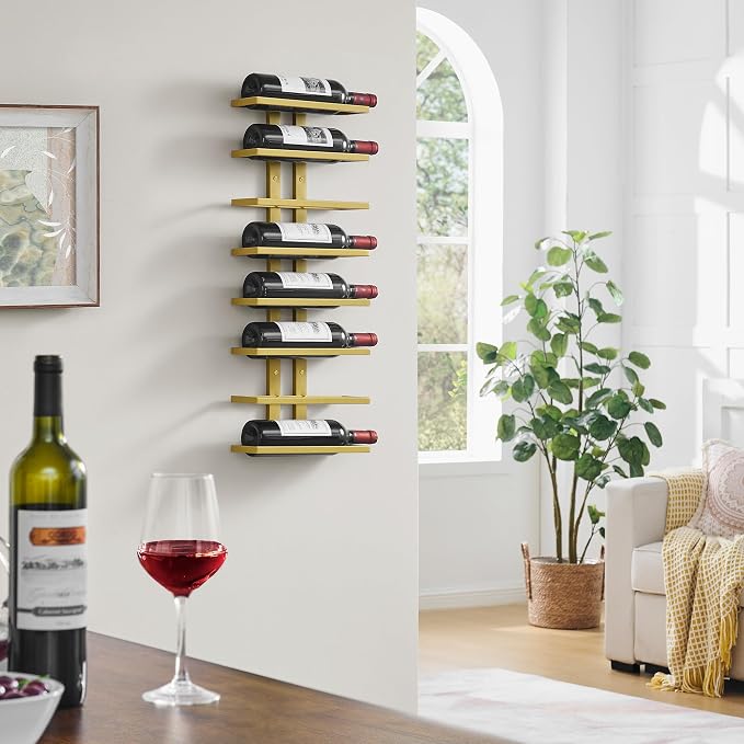 Hoctieon 8 Tier Wall Mount Wine Rack, Wall Racks for Wine Bottles Display and Storage, Hanging Bottle Organizer for Living Room, Dining Room, Wine Cellar, Bar, Quartz Green