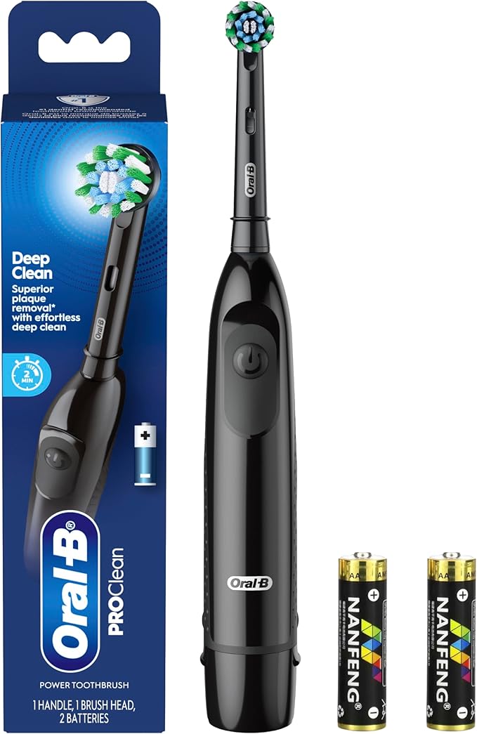 Oral-B Pro 100 CrossAction,Battery Powered Toothbrush,Black,(Pack of 2)