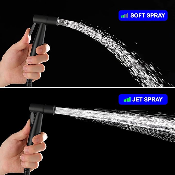 SHAMANDA Handheld Bidet Sprayer for Toilet, Stainless Steel Baby Cloth Diaper Sprayer Kit, Bathroom Toilet Bidet Attachment Set for Bathing Pets Feminine Hygiene, Matte Black BDS01-7