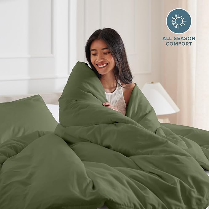 Bare Home Bedding Duvet Cover Extra Long Size - Premium 1800 Super Soft Collection - Lightweight, Cooling - Soft Breathable Bedding Duvet Cover (Twin/Twin XL, Cypress)