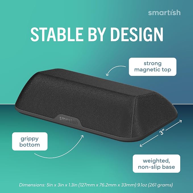 Smartish® Magnetic Cord Holder - Bigger Cable Wrangler Organizer with Magnet Clips for Charger Management on Desktop, Nightstand - Holds 6+ Cables - Black Tie Affair