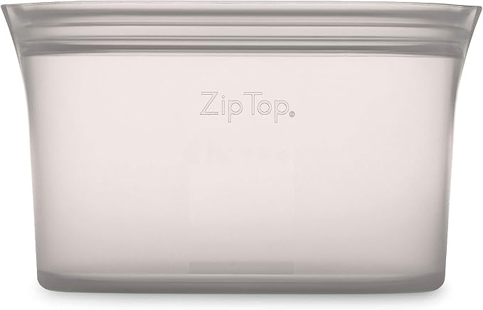 Zip Top Reusable Food Storage Bags | Small Dish [Gray] | Silicone Meal Prep Container | Microwave, Dishwasher and Freezer Safe | Made in the USA