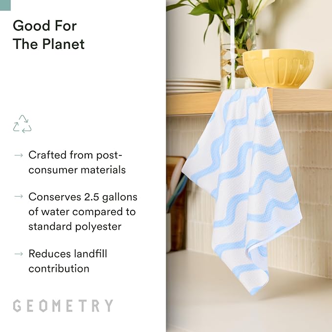 GEOMETRY Tea Towels – Spring & Summer Collection – Quick-Dry, Ultra-Absorbent, Reusable Microfiber Kitchen Towels for Drying & Cleaning - Horizon - 3 Pack