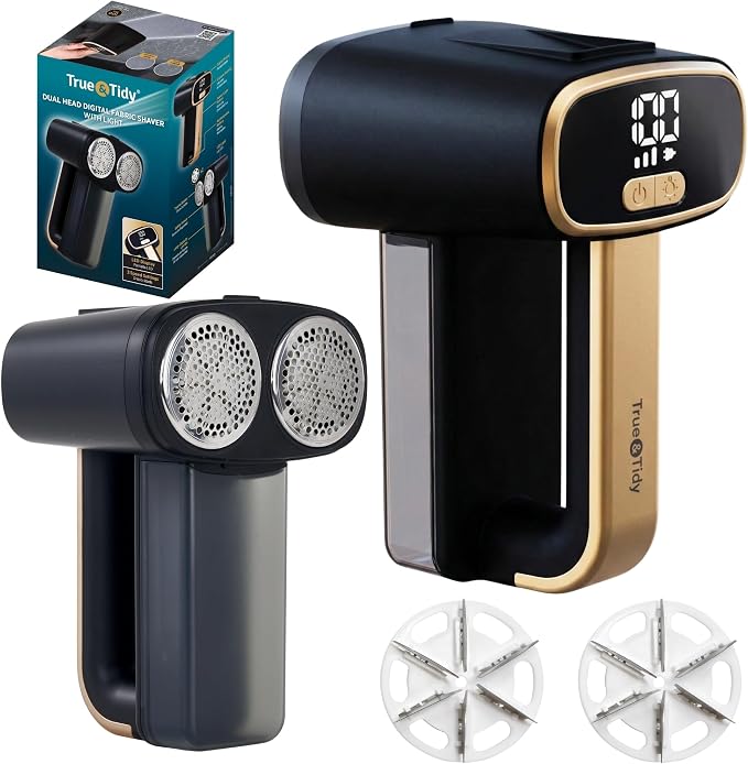 True & Tidy Dual Head Fabric Shaver & Couch Fuzz Remover, Type-C Chargeable