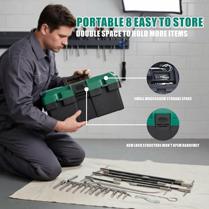 23-Piece Gland Packing Removal Tool Kit with Toolbox | Stainless Steel Extractor Set with Flexible Shaft & Corkscrew Hooks | for Pump, Valve & Industrial Seal Maintenance