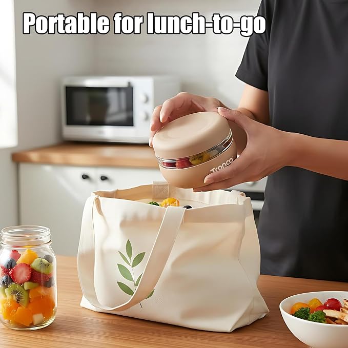 Tronco 24 oz Glass Food Storage & Lunch Bowl Containers with Airtight Lids | Leak & Spill Proof Meal Prep Container & Food Storage Jar for Lunch, Salad, Oats, Soup, BPA-Free, Microwave & Dishwasher Safe