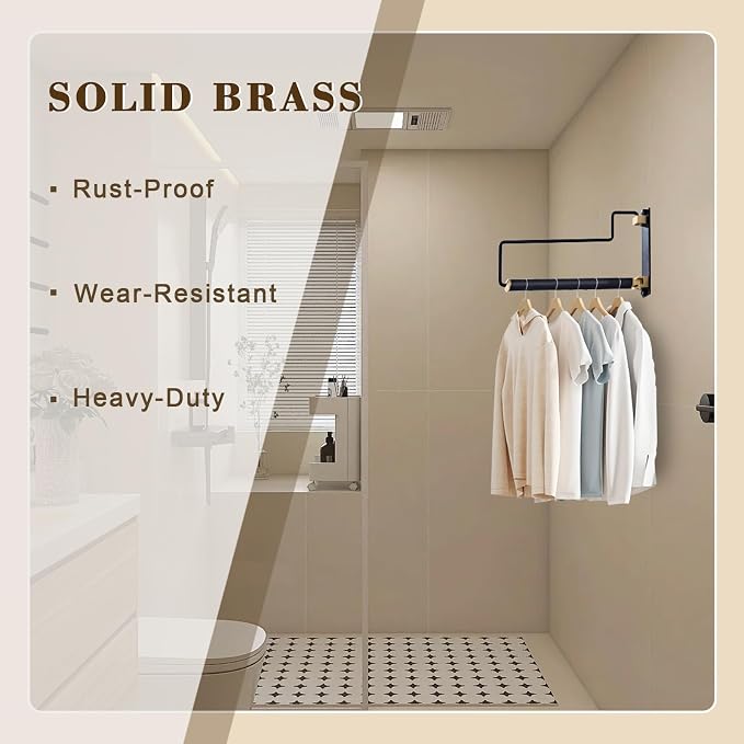 Folding Clothes Hanger Drying Rack Black Wall-Mounted Clothes Organizer for Laundry Room Closet Storage