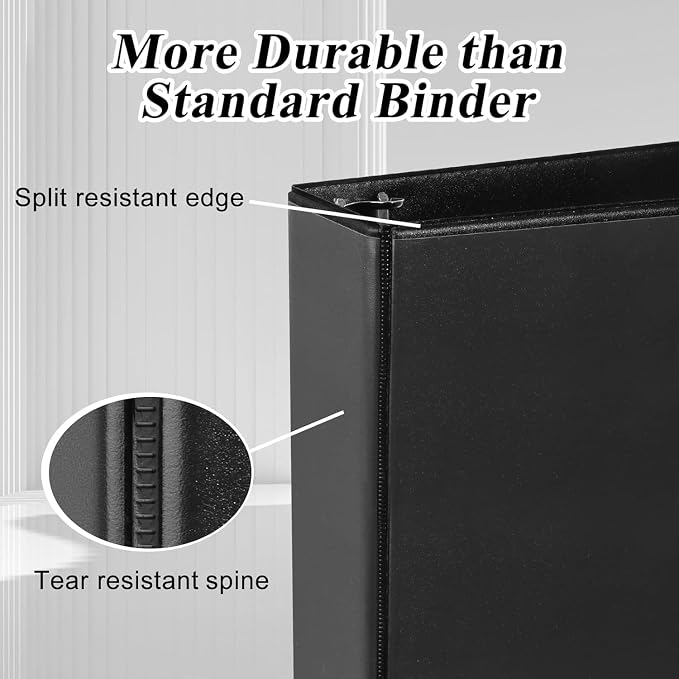CIXILDTS 2-inch D Ring Binders, Fit US Letter Size Paper, 2" 3 Slant-D Ring Binder with 2 Pocekts, 12-Pack, Black