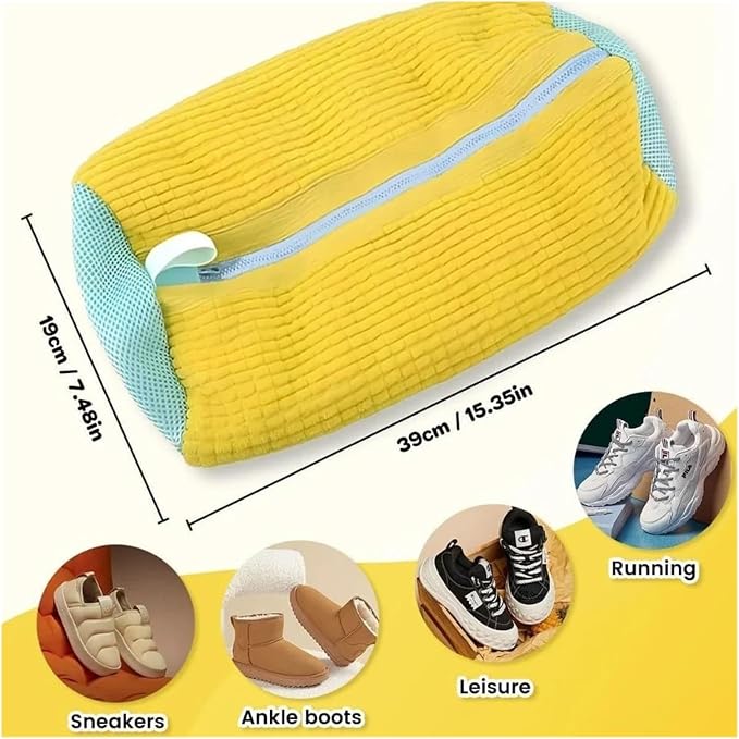 1/2/4pcs Laundry Bag Shoe Washing Bag Padded Net Protector(Yellow,1pc)